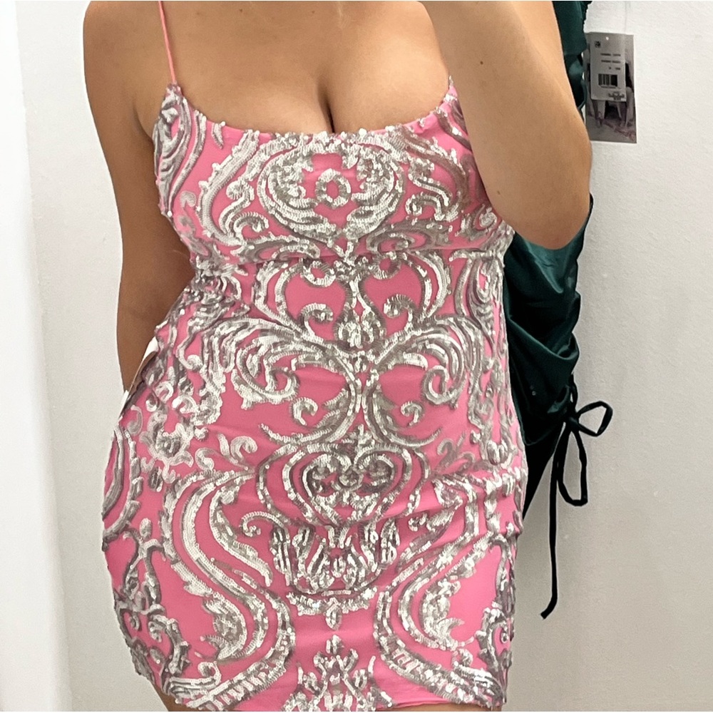 pink glittery homecoming dress